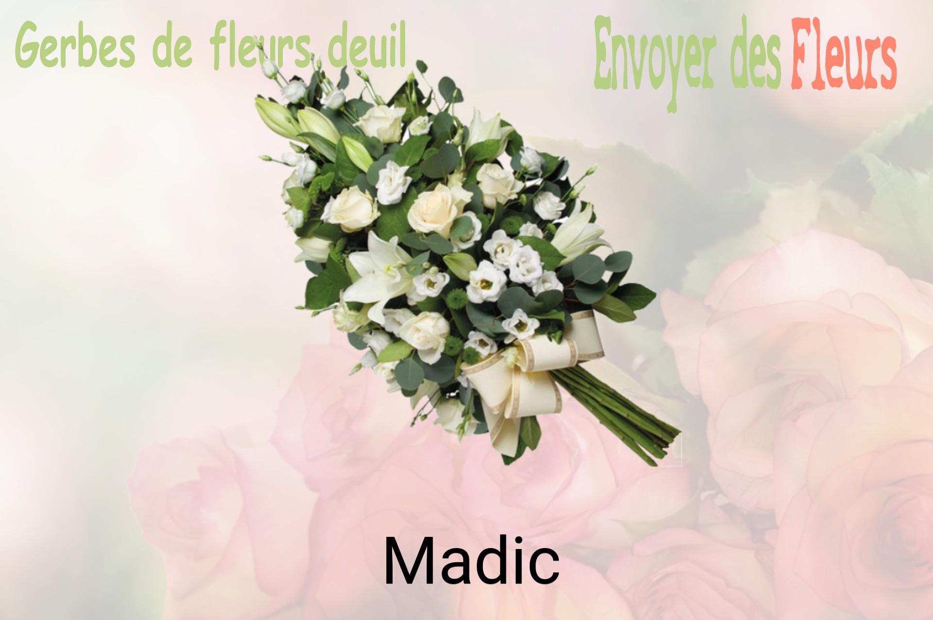 Gerbe de fleurs de deuil livrée à Madic